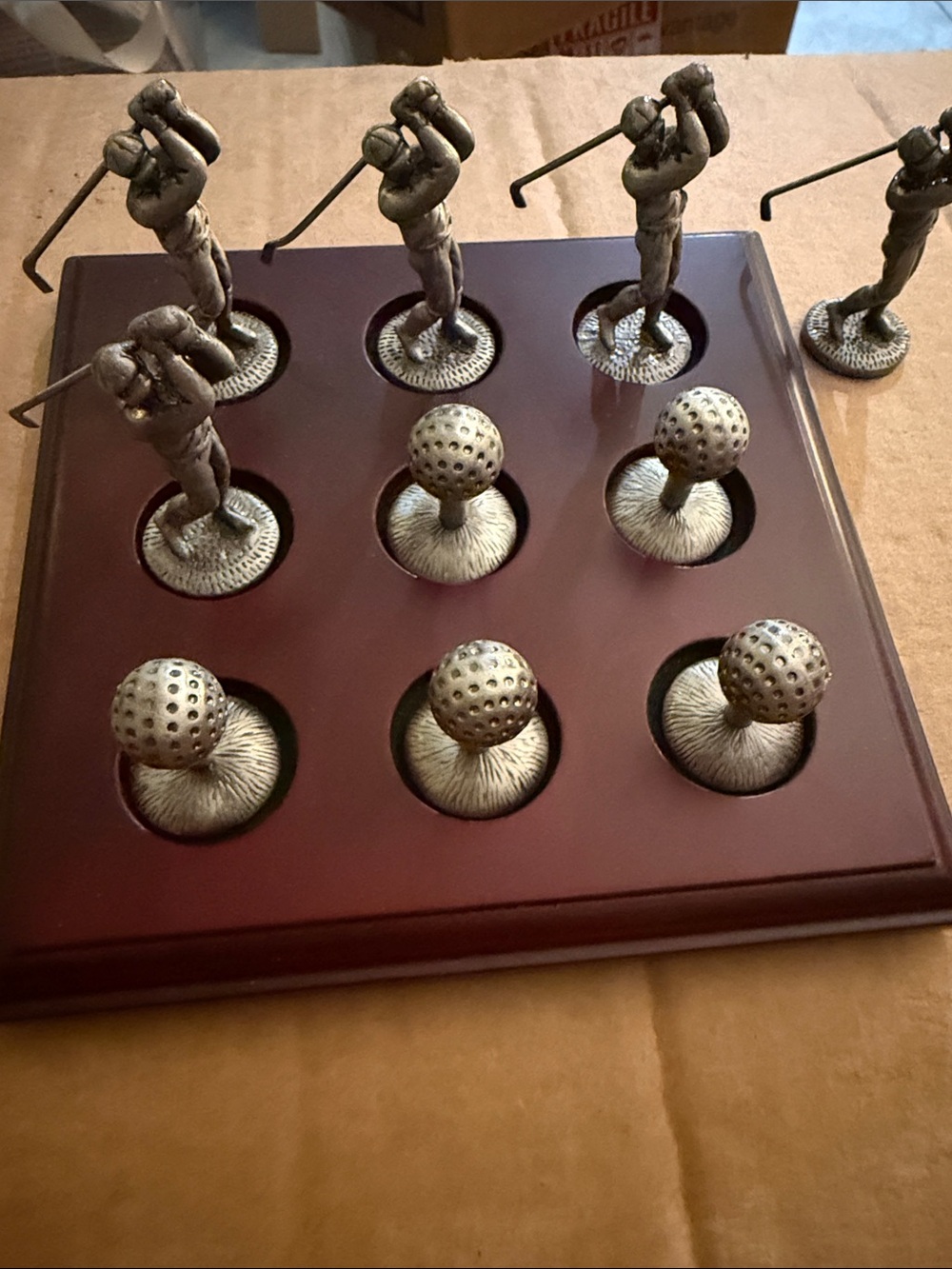Silver Golfer Wall Decor Set with Dark Brown Backing